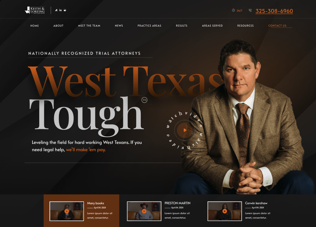 Lorfing Law website after redesign